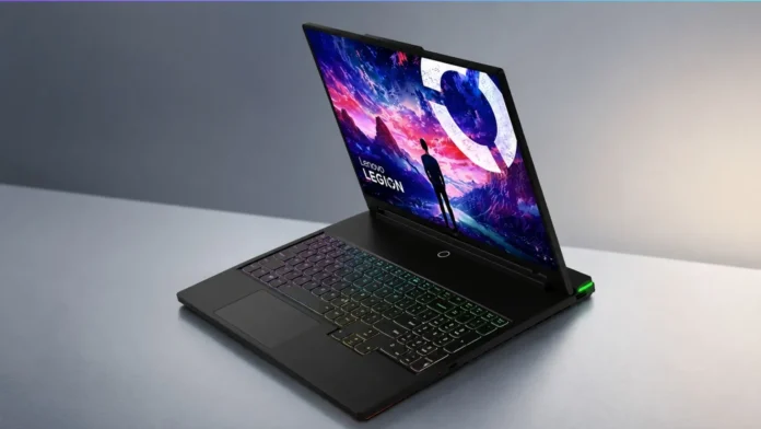 Lenovo YOGA 360 16 N1X gaming laptop with RGB keyboard and Lenovo Legion wallpaper