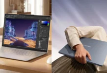 Lenovo Releases YOGA Air 14 Ultra With 120Hz OLED in 975g Chassis Lenovo YOGA Air 14 Ultra laptop shown in white and blue colors highlighting slim lightweight premium design