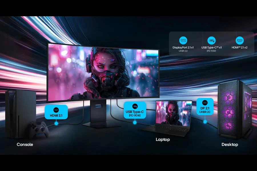 LG UltraGear 45GX950B OLED gaming monitor with HDMI 2.1, USB-C, and DisplayPort 2.1 support