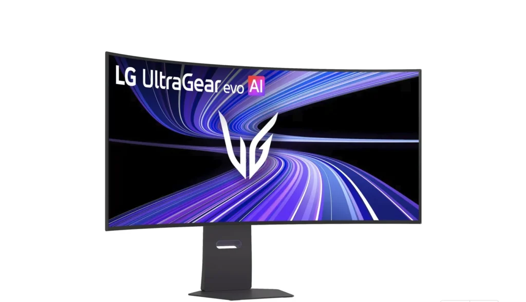 Front view of the LG UltraGear 45GX950B curved OLED gaming monitor