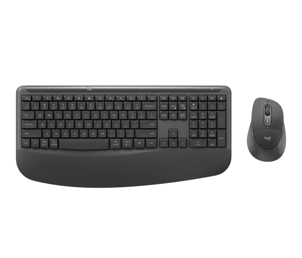 Logitech Signature Comfort Plus M850 L Debuts as Logitech’s First Palm-Cushion Mouse 1 Logitech Signature Comfort Plus MK880 keyboard and M850 L wireless mouse official product render in graphite color