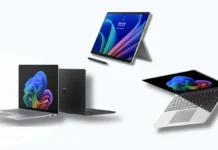 Microsoft Refreshes Surface Laptop 8 and Surface Pro 12 With Intel Core Ultra Microsoft Surface Laptop 8, Surface Laptop 13-inch, and Surface Pro 12 shown together in official product render