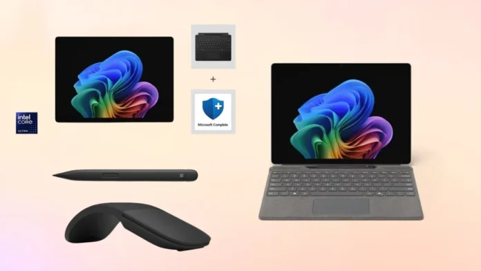 Microsoft Surface Pro for Business with Intel Core Ultra Series 2, keyboard, pen, and accessories