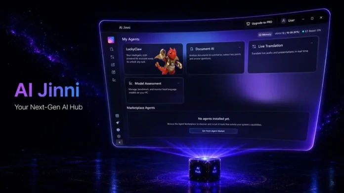 MSI AI Jinni AI Platform Dashboard MSI AI Jinni dashboard interface showing hybrid local and cloud AI platform features