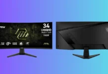 MSI MAG 346CQDF E20 Monitor Packs 200Hz Ultrawide Gaming and 400Hz Dual Mode for $289 MSI MAG 346CQDF E20 34-inch curved gaming monitor front and rear design