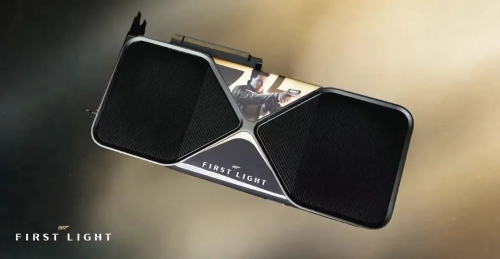 custom NVIDIA GeForce RTX 5080 Founders Edition graphics card themed around 007 First Light