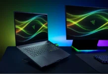 Razer Blade 16 (2026) Listed With Core Ultra 9 386H, RTX 5090 and 240Hz OLED Razer Blade 16 laptop connected to an external display with RGB lighting in a gaming desk setup