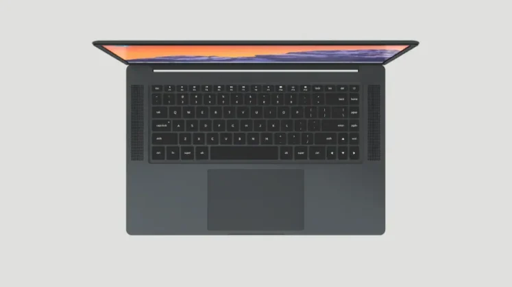 Top keyboard deck view of Star Labs StarFighter laptop
