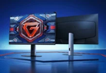 Xiaomi G25i 2026 Gets 240Hz Fast IPS Gaming Monitor for €180 Front and rear view of the Xiaomi G25i 2026 gaming monitor on a blue esports-themed background