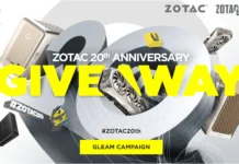 ZOTAC Celebrates 20th Anniversary of RTX 5080, 5070 Ti and and RTX 5070 GPUs ZOTAC 20th Anniversary giveaway artwork featuring graphics cards and mini PCs