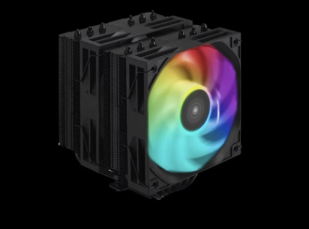 XPG Releases INFINITY Fans and MAESTRO Air Coolers 8 XPG MAESTRO 62DA dual-tower CPU air cooler with dual-fan configuration and ARGB lighting