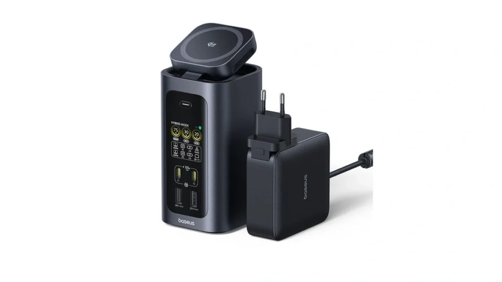 Baseus Spacemate RD1 Pro docking station with included 180W GaN power adapter.