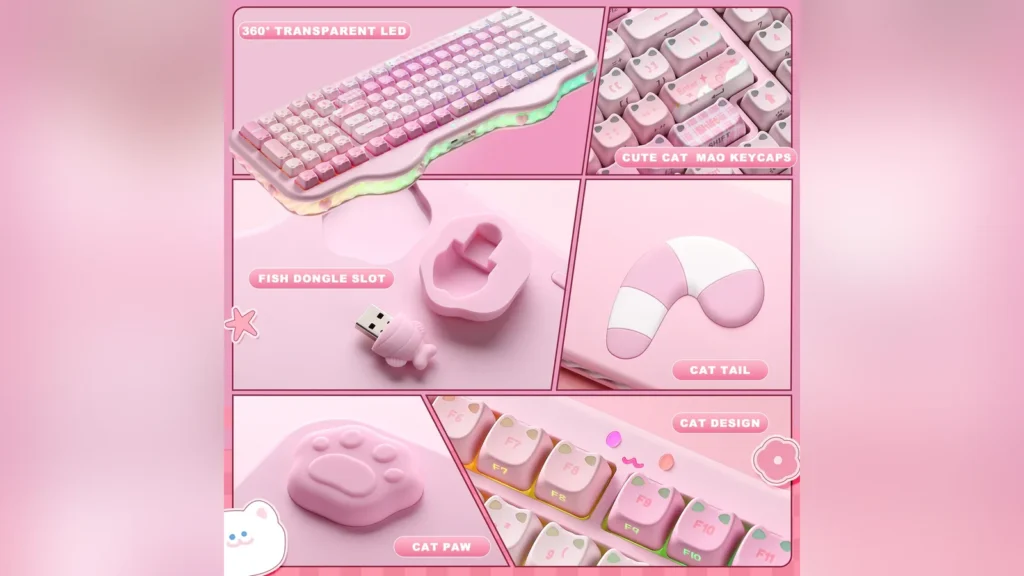 Playful desk aesthetic setup with the Yunzii C98 wireless keyboard.