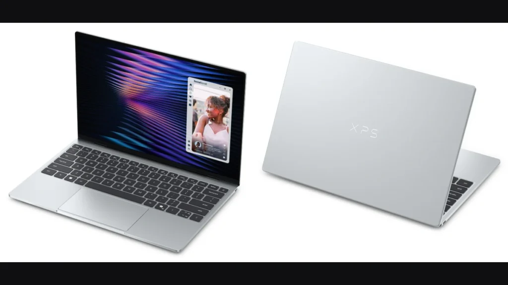 Dell XPS 13 laptop shown open and closed highlighting its thin aluminum unibody construction