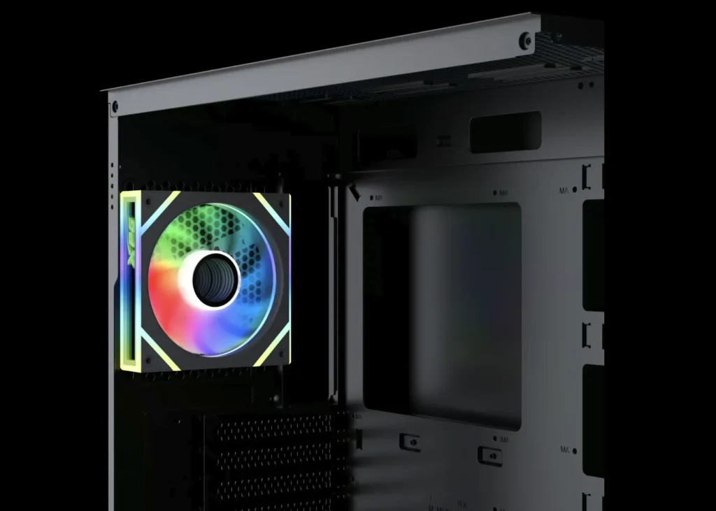 XPG Releases INFINITY Fans and MAESTRO Air Coolers 4 XPG INFINITY fan installed at the rear exhaust position of a PC chassis