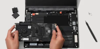 Framework Laptop 13 Pro Intel Mainboard Pre-Orders Start at $449 Framework Laptop 13 Pro standalone mainboard with an Intel Core Ultra Series 3 processor and LPCAMM2 memory slot, shown on a clean workspace.