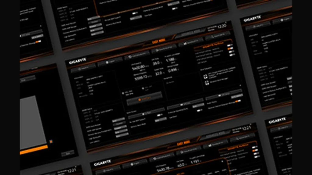 GIGABYTE BIOS and tuning software interface showcasing system optimization and X3D Turbo Mode performance settings.