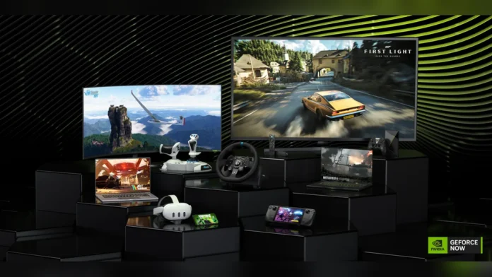 NVIDIA GeForce NOW summer sale banner highlighting discounted annual memberships and cloud gaming across multiple devices.