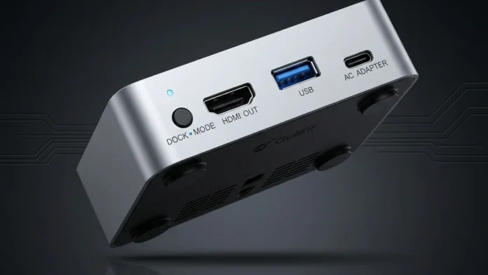 GuliKit portable dock featuring HDMI output, USB port, and USB-C power input for Nintendo Switch consoles