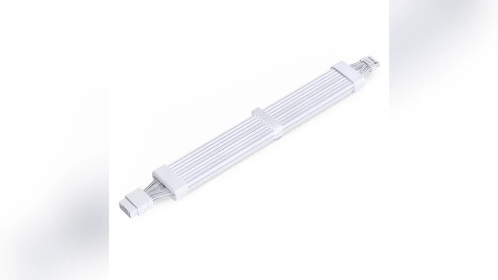 Jonsbo DY-2 GPU-H++ Power Extension Features Dual-Sided RGB Lighting 2 Unlit Jonsbo DY-2 GPU-H++ 12+4 pin extension cable in clean white.