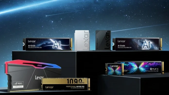 Lexar showcases AI-grade SSDs, Play X SSD, ROG-certified DDR5 memory, and AI Storage Stick concepts at Computex 2026.
