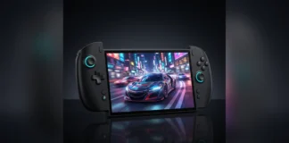 OneXPlayer X2 Mini Pro Pricing Revealed with Ryzen AI Max+ 388 Front-angle view of the OneXPlayer X2 Mini Pro handheld console showcasing its controllers and high-resolution OLED screen.