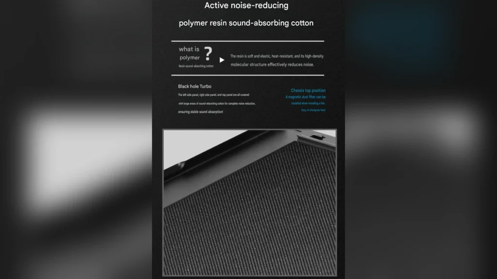 Close-up of the textured polymer resin sound-absorbing foam lining the interior panels of the SAMA Black Hole Turbo case.