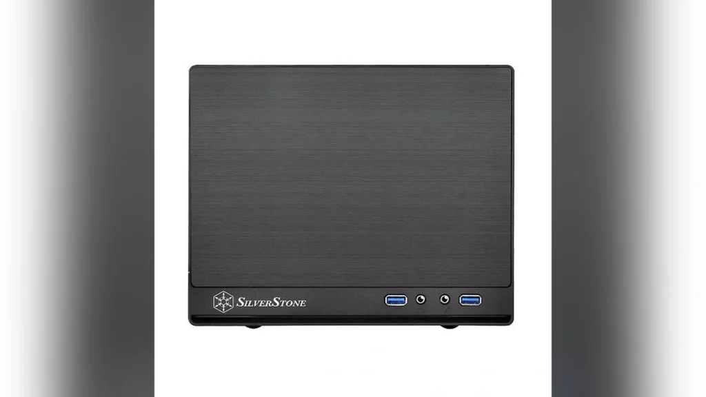 Perspective view of the SilverStone Sugo Sugo SG13B-Q Mini Tower Case used for the PC BOX.