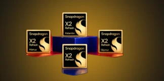 Qualcomm Preparing Snapdragon X2 Refresh with Kalambo, Mahua and Glymur Variants Gold Qualcomm Snapdragon X2 Refresh chip badges for Kalambo, Mahua, and Glymur on pedestals.