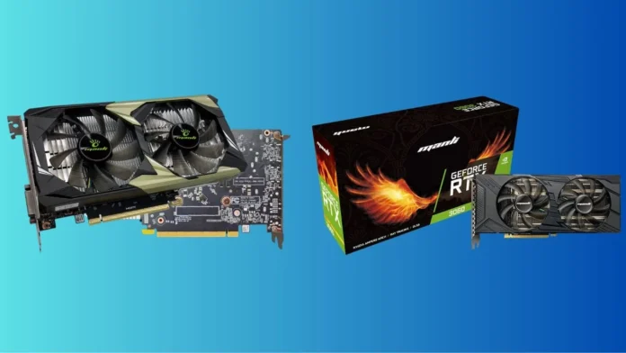 Manli GeForce RTX 3050 6GB and RTX 3060 12GB graphics cards with retail packaging