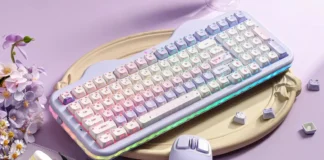Yunzii C98 MAO Cake Kitten Wireless Mechanical Keyboard Launches at $119 Yunzii C98 MAO Cake Kitten wireless mechanical keyboard showing the pink and purple keys.