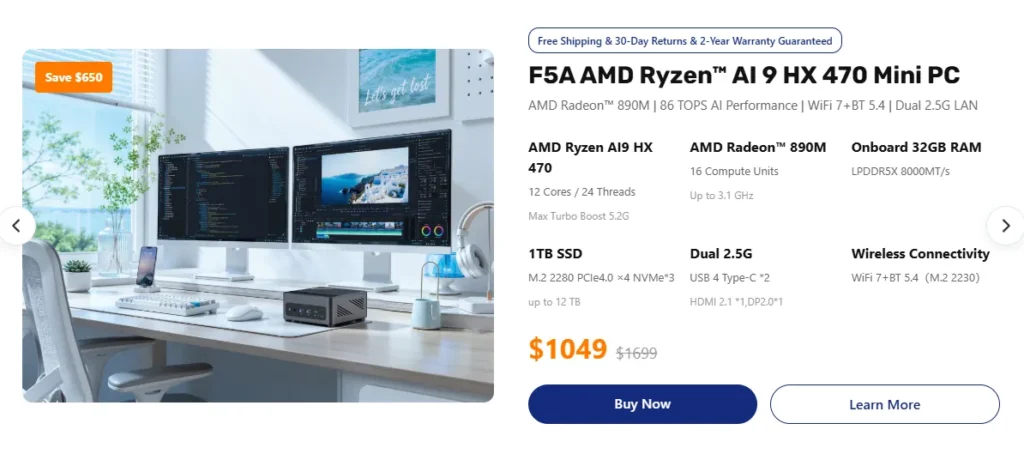 ACEMAGIC F5A Mini PC powered by AMD Ryzen AI 9 HX 470