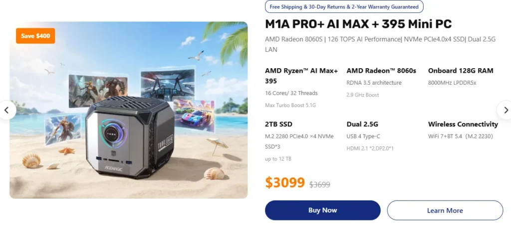 ACEMAGIC M1A PRO+ Mini PC with Ryzen AI Max+ 395 processor