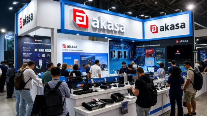 Visitors explore Akasa's thermal management and fanless computing solutions at Computex 2026