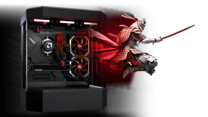 AMD Radeon RX 9070 GRE Gaming PC AMD Radeon RX 9070 GRE gaming PC promotional render with RDNA 4 graphics
