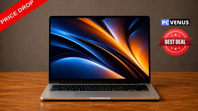 Apple MacBook Air M5 laptop displayed with a recent price drop