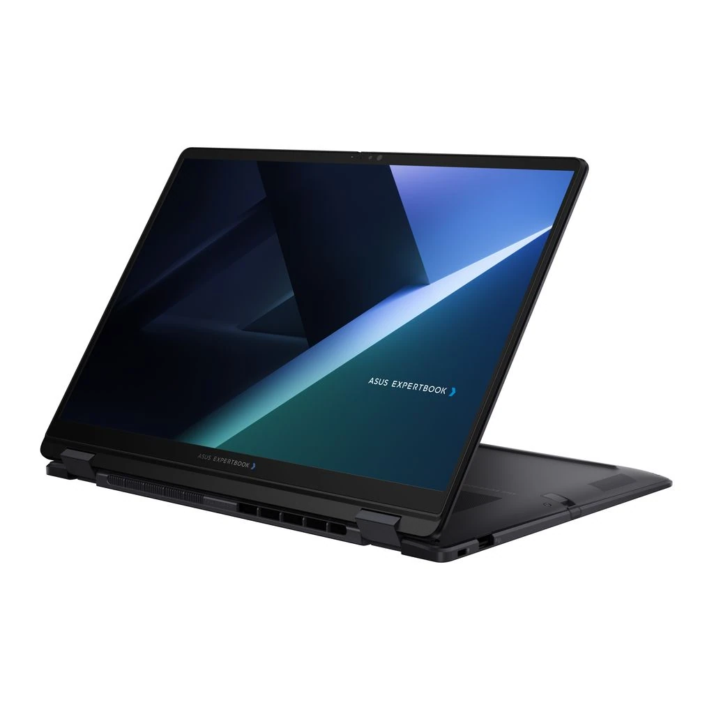 ASUS ExpertBook B5 Flip G2 convertible laptop positioned in stand mode for presentations and collaboration