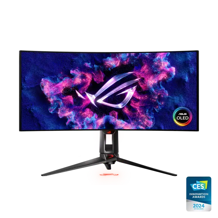 Asus ROG Swift OLED PG34WCDN Monitor Hits US Retailers at $1,299 2 Front view of the Asus ROG Swift OLED PG34WCDN 34-inch curved OLED gaming monitor with ultrawide display