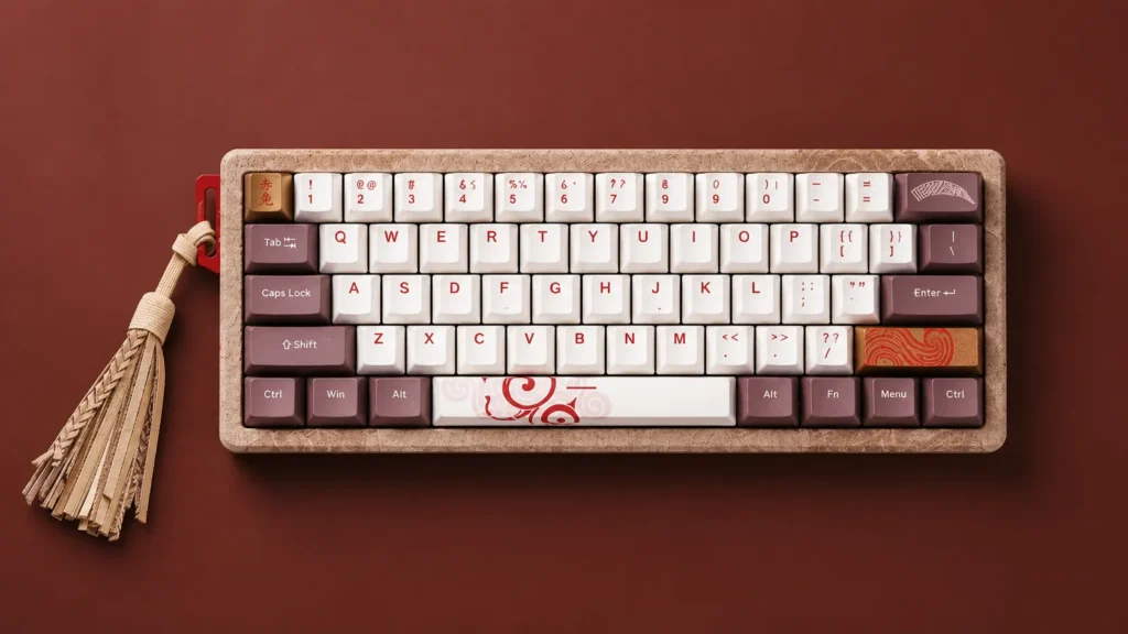 Colorful Chitu MAG-60 Packs TMR Switches and 8K Polling 1 Top view of the Colorful Chitu MAG-60 mechanical keyboard with themed keycaps and decorative tassel