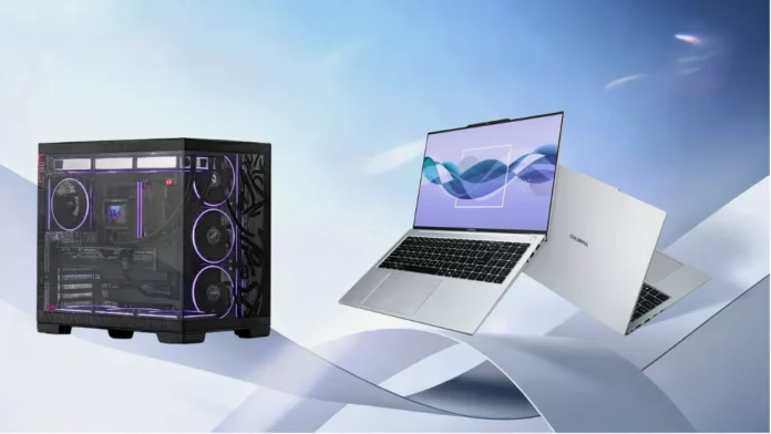 COLORFUL Rimbook Laptop and Gaming PC COLORFUL Rimbook laptop and gaming desktop PC on display