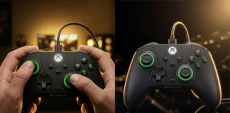 Drakong Releases The Challenger Wired Controller for Xbox and PC With Hall Effect Sticks Drakong Challenger wired controller shown in use and on display.