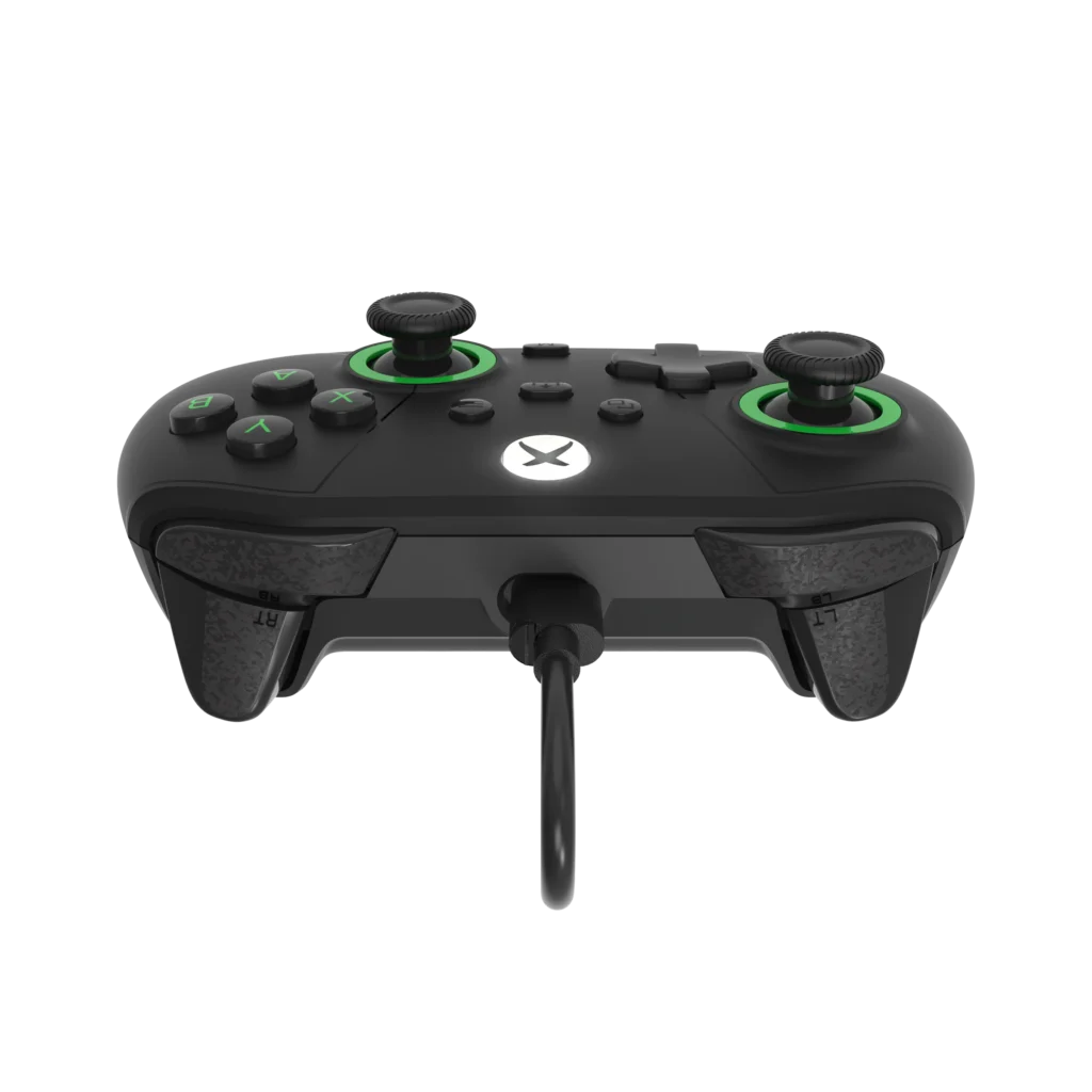 Top view of the Drakong Challenger controller showing triggers and cable.