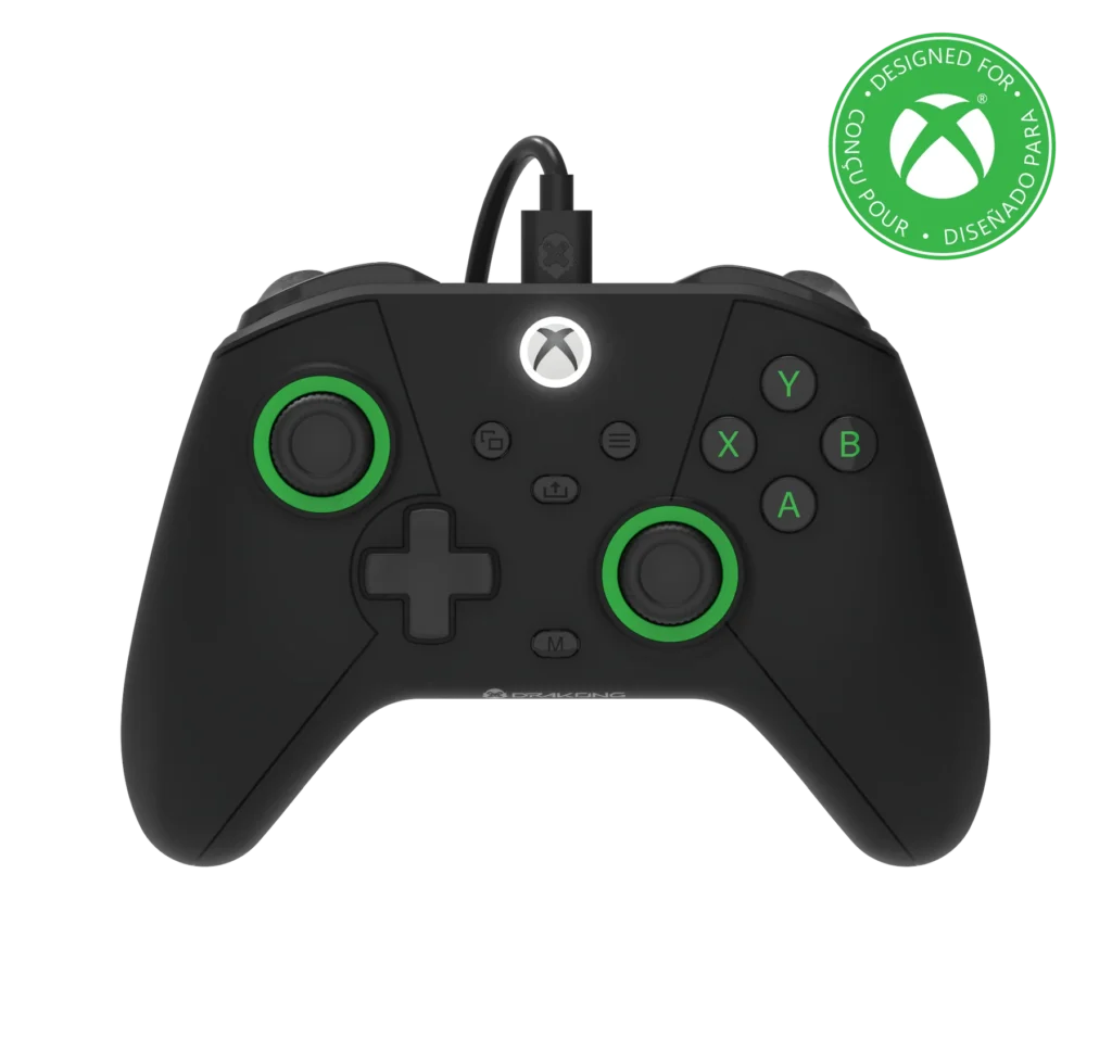 Front view of the Drakong Challenger wired controller for Xbox and PC