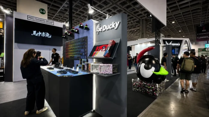 Ducky exhibition booth displaying keyboards and accessories at Computex 2026