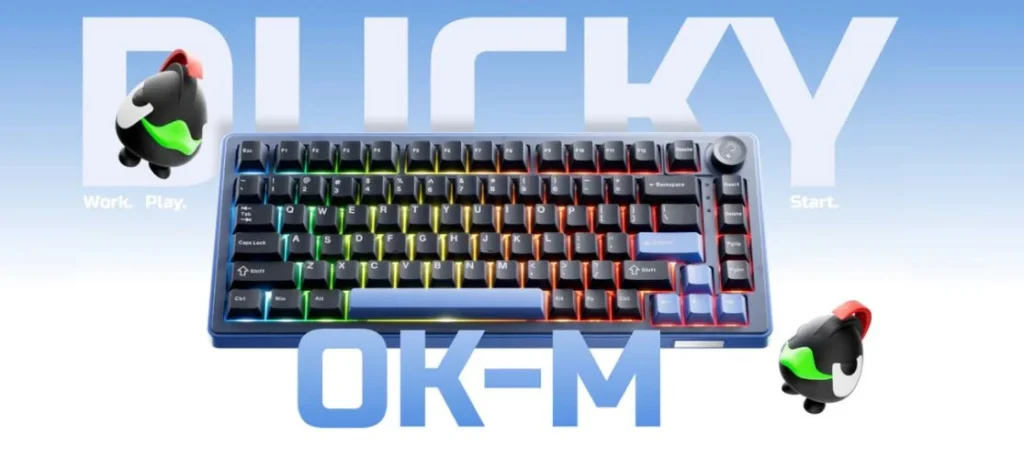 Ducky booth featuring the Cushion 98, OK-M series, and OK-HE series keyboards at Computex 2026