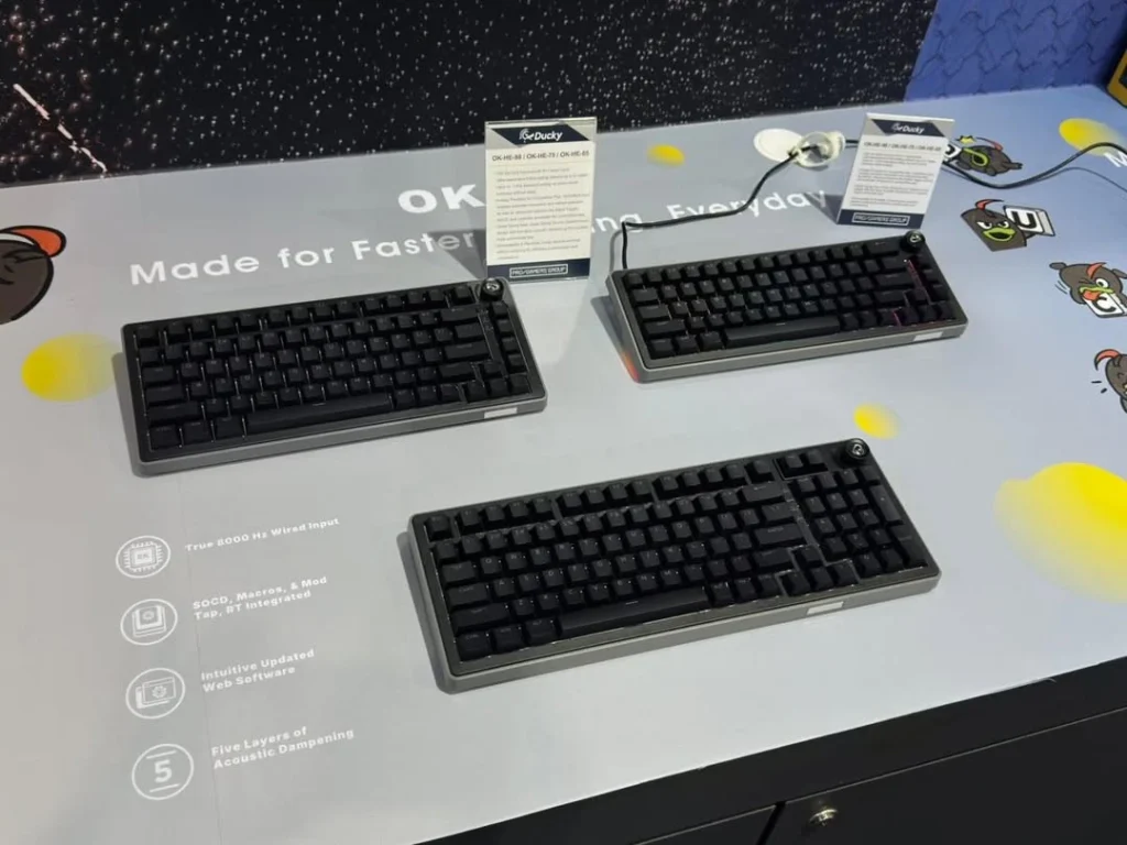 Ducky OK-HE series hall-effect gaming keyboards on display