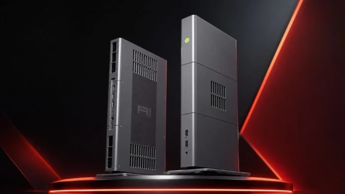Side view of the GMKtec EVO-X3 compact AI desktop PC