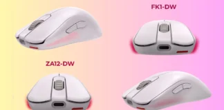 ZOWIE FK1-DW and ZA12-DW Return in Larger 55g Designs ZOWIE FK1-DW and ZA12-DW wireless esports mice shown from multiple angles