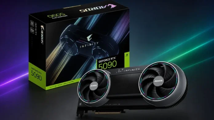 Gigabyte GeForce RTX 5090 AORUS Infinity graphics card alongside its retail box
