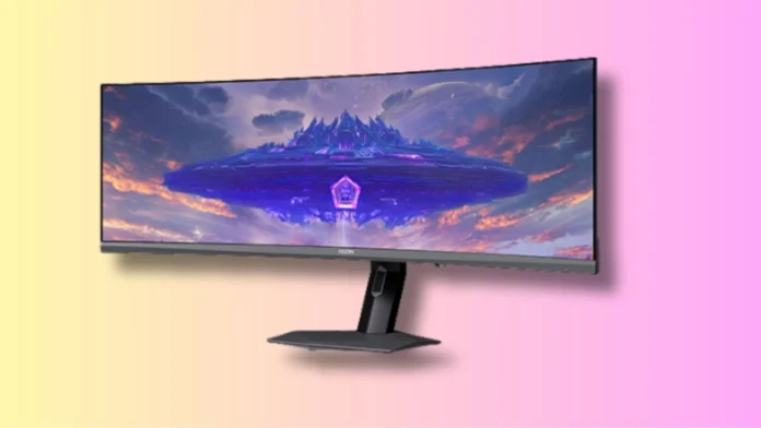 AOC AGON Pro AGP497UCZD curved QD-OLED gaming monitor on display